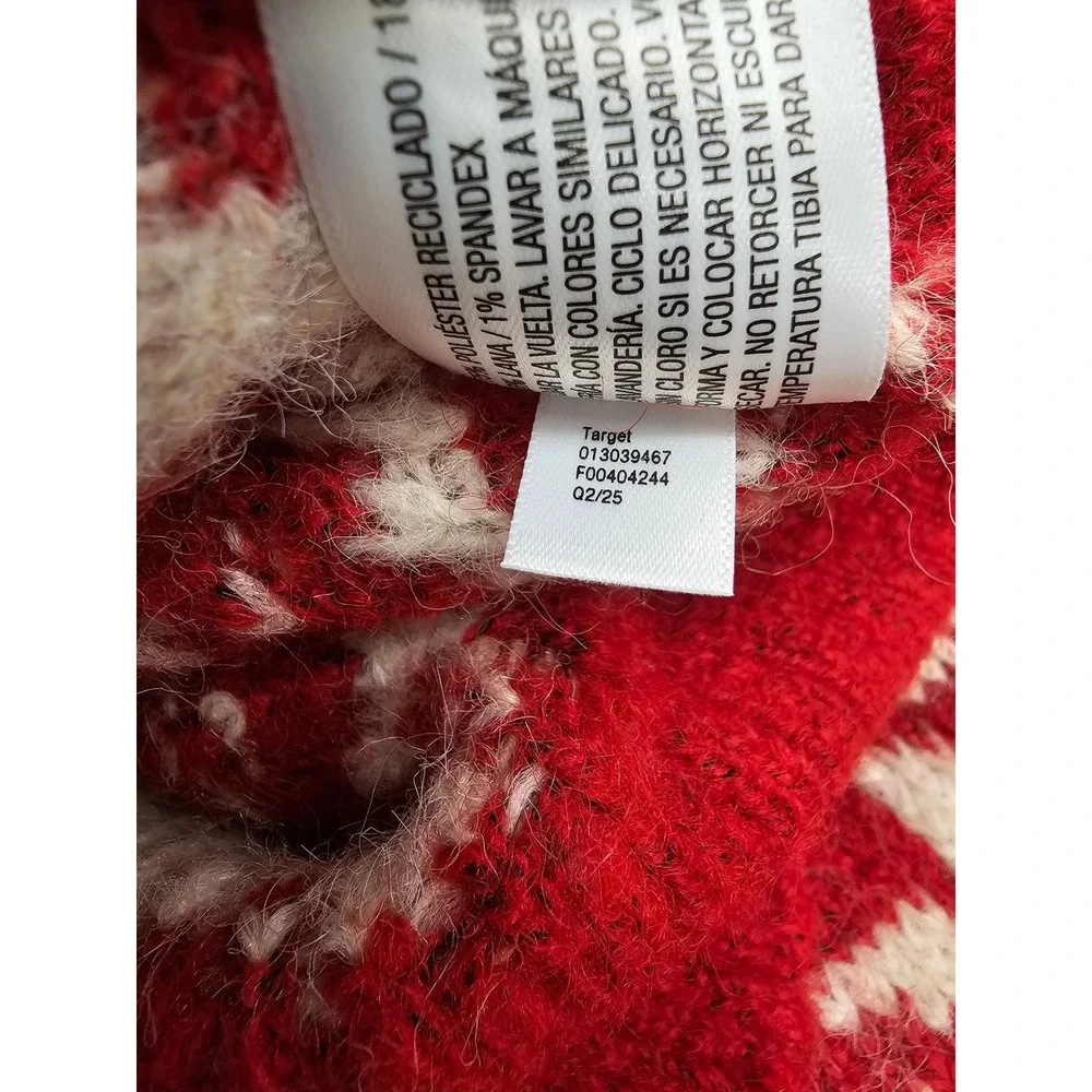 Universal Thread Womens Fair Isle Pullover Red Wool Blend Casual Size Small